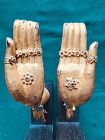 THAILAND. PAIR OF GILDED BRONZE DRAPED ARMS AND HANDS