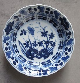 Chinese blue and white porcelain dish 17th/18th century