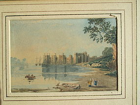 Watercolor, Conway Castle, early 19th century John Varley?