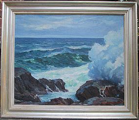 “Surf at Loblolly Cove” oil by Stanley Woodward c. 1949