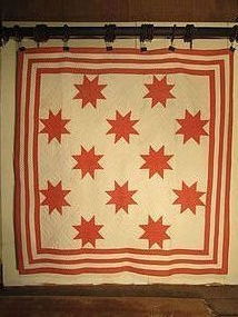 12 star pieced cotton quilt American late 19th century