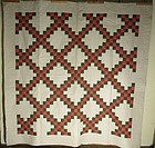 Hand pieced cotton double Irish chain American quilt late 19th century