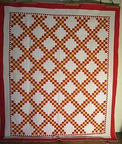 Double Irish chain pieced cotton quilt American late 19th c.
