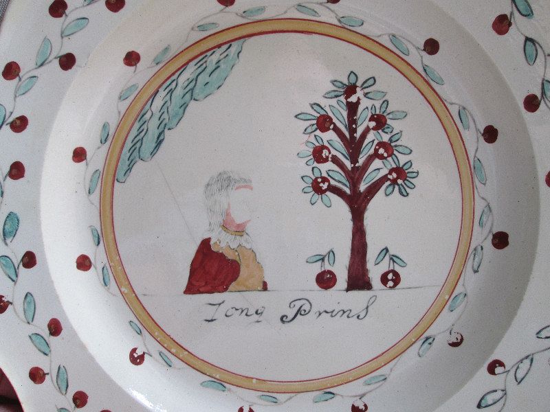 Creamware Dutch decorated plate c.1780.Jong Prins