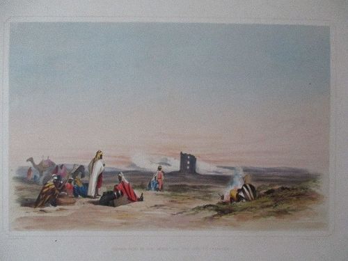 Lithograph Roman ruin in the desert published London 1852