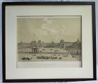 A detailed 19th century lithograph of the Louvre, Paris France