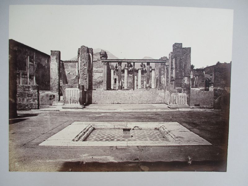 Albumen photograph of shallow pool at Pompei Italy. Circa 1870