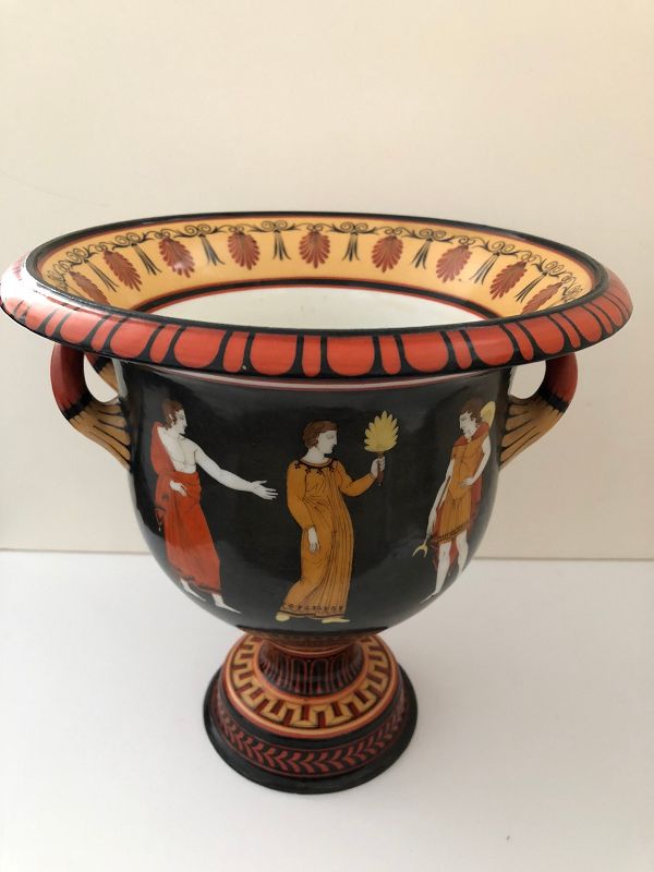 Porcelain campagna shaped urn decorated with classical figures c. 1850