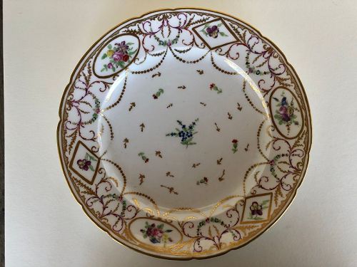 French pre-Revolution floral dinner plate from Bordeaux