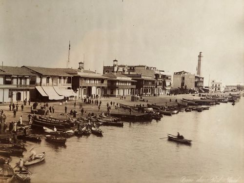 Albumen photo quay at Port Said, Zangaki c.1870