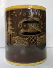 English creamware large mug with polychrome decoration c. 1820
