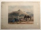 Lithograph desert landscape, veiled women, Afghanistan published 1848