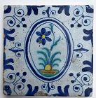 Dutch delft polychrome floral tile 1st half 17th century