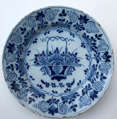 Delft blue and white charger, Dutch 18th c.