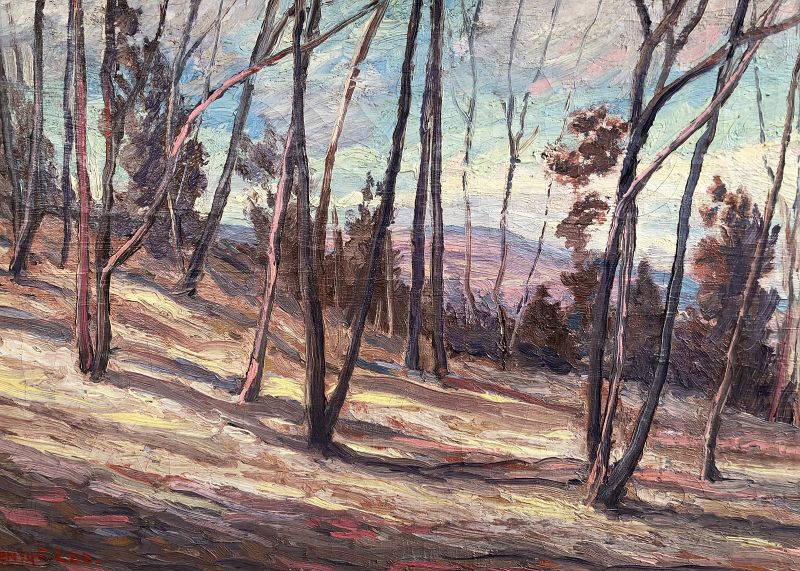 Henry Lee oil on canvas of winter hills, early 20th century