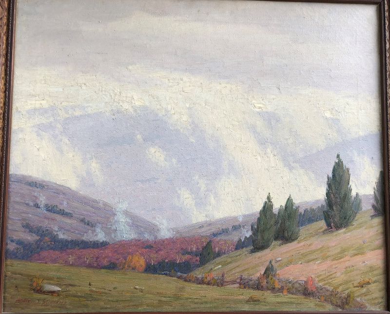 Andrew Schwartz oil; clearing mist on the Blue Ridge, 20th c.