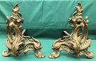 Pair French bronze chenet Rococo style 19th century