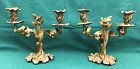 Pair of patinated bronze French low candelabra 19th century