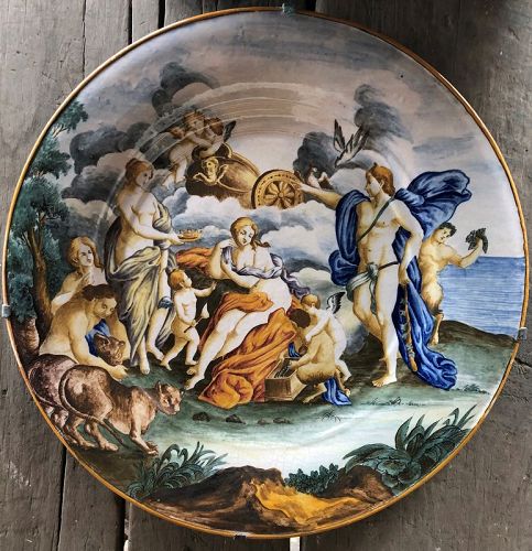 Large late 19th century Renaissance style maiolica charger