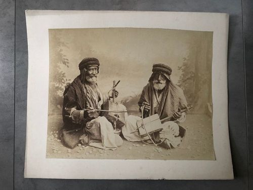 Albumen photo, posed Bedouin violinists F. Bonfils c. 1880