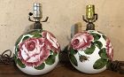 Pair of painted rose bedside lamps by J. Nekola c.1950