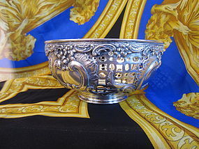 German .800 Silver Pierced and Repousse Bowl