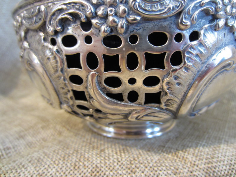 German .800 Silver Pierced and Repousse Bowl