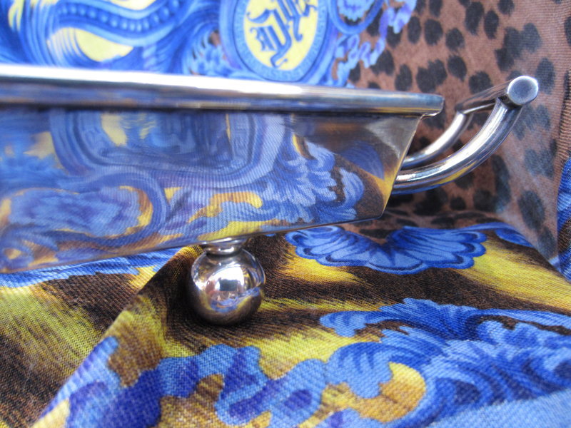 Sterling Silver and Glass Footed and Handled Tray