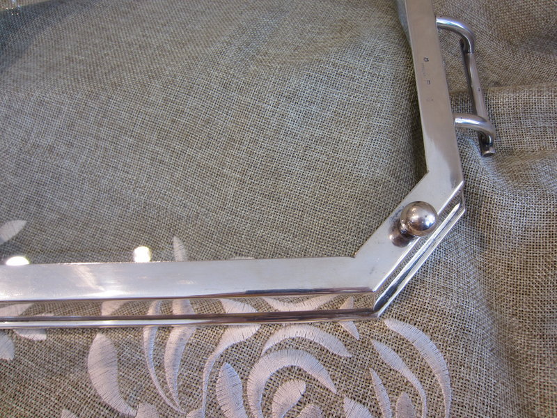 Sterling Silver and Glass Footed and Handled Tray