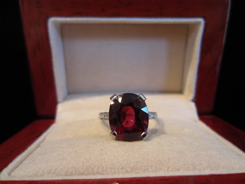 Rubellite Tourmaline, Diamond and Platinum Ring