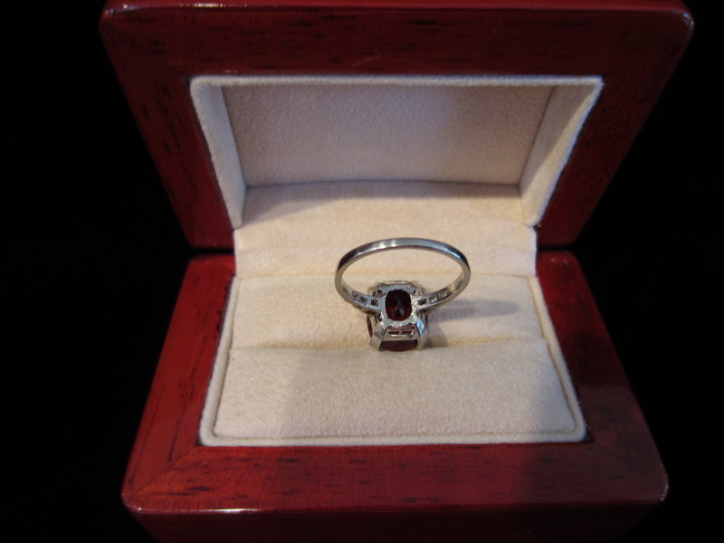 Rubellite Tourmaline, Diamond and Platinum Ring