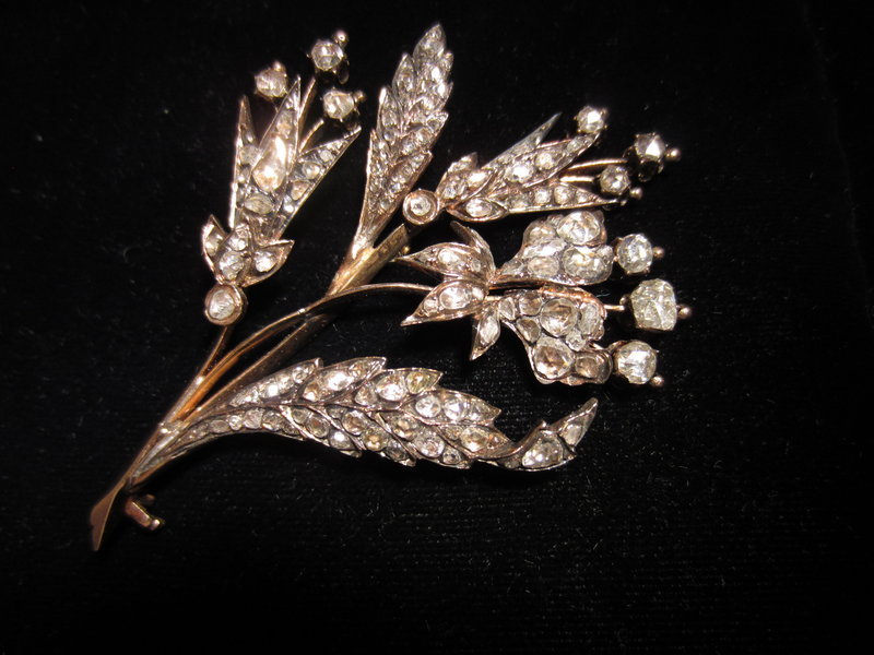 Georgian Rose Cut Diamond Floral Brooch