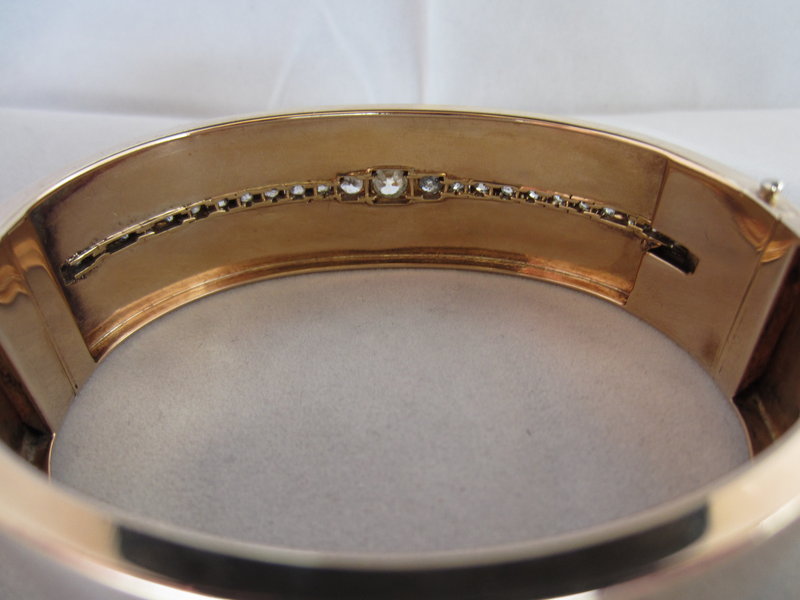 Gold, Platinum &amp; Diamond Bangle Bracelet