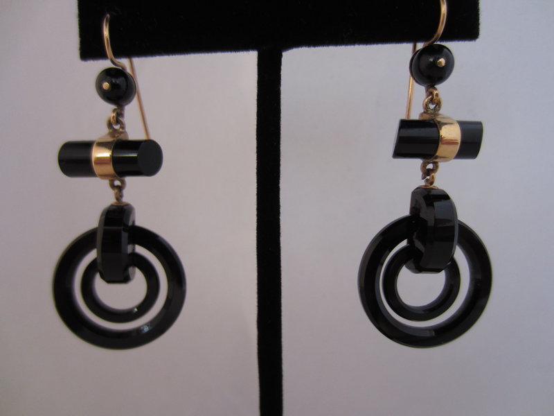 Victorian 14k Gold and Onyx Earrings