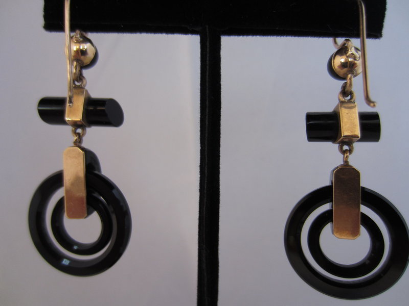 Victorian 14k Gold and Onyx Earrings