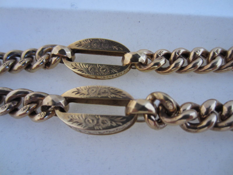 Victorian 9k Yellow Gold Watch Chain