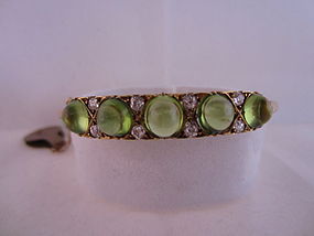 Art Nouveau Diamond and Peridot Bangle Bracelet