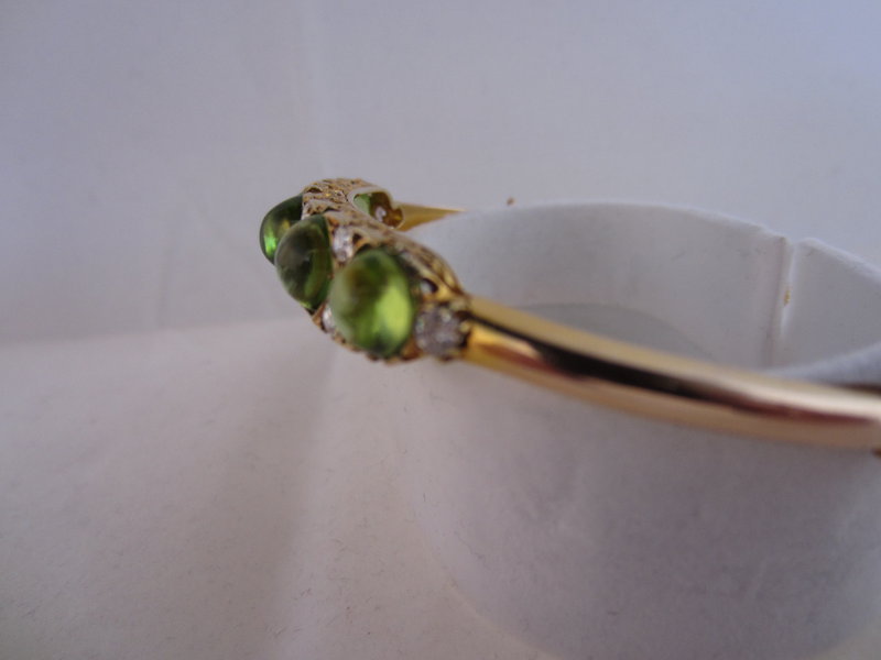 Art Nouveau Diamond and Peridot Bangle Bracelet