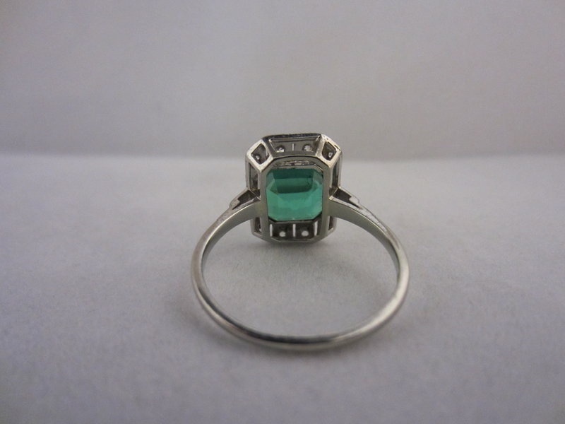 Art Deco Green Tourmaline and Diamond Ring