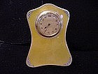 English Yellow Guilloche Enamel Sterling Clock