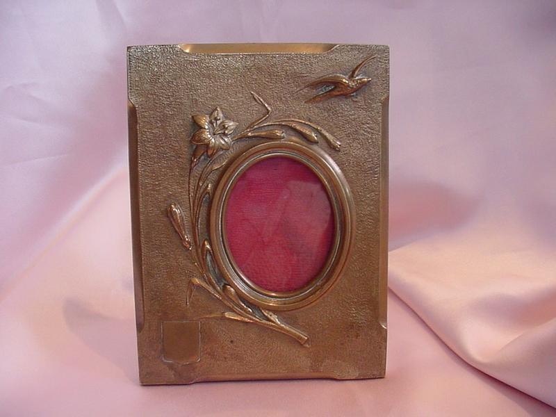 19th C. Bronze Picture Frame with Bird