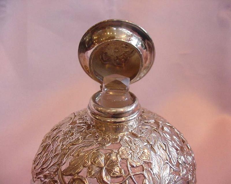 English Sterling Mounted Crystal Perfume Bottle
