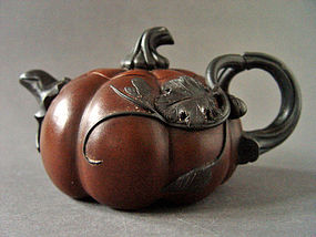 A lovely marked Yixing Pumpkin shape Teapot