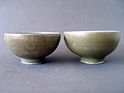 A pair of  Longquan bowls in a rare "Bulb Bowl" shape