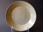 A rare thinly potted Song Qingbai double Phoenix  dish