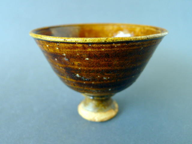 A 14th century Amber glazed Stem-cup