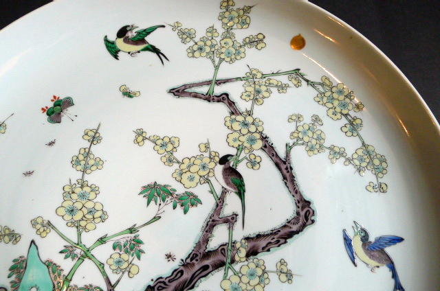 A large famille verte 19th century Kangxi revival plate