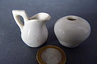 A Song Dynasty  white glazed miniature ewer and jar