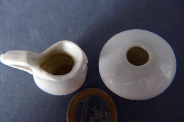 A Song Dynasty  white glazed miniature ewer and jar