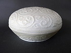 A large, perfect  Yuan moulded white glaz. covered box